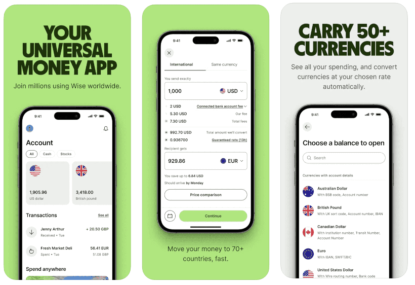 Wise mobili aplikacija skirta lengvai siųsti pinigus